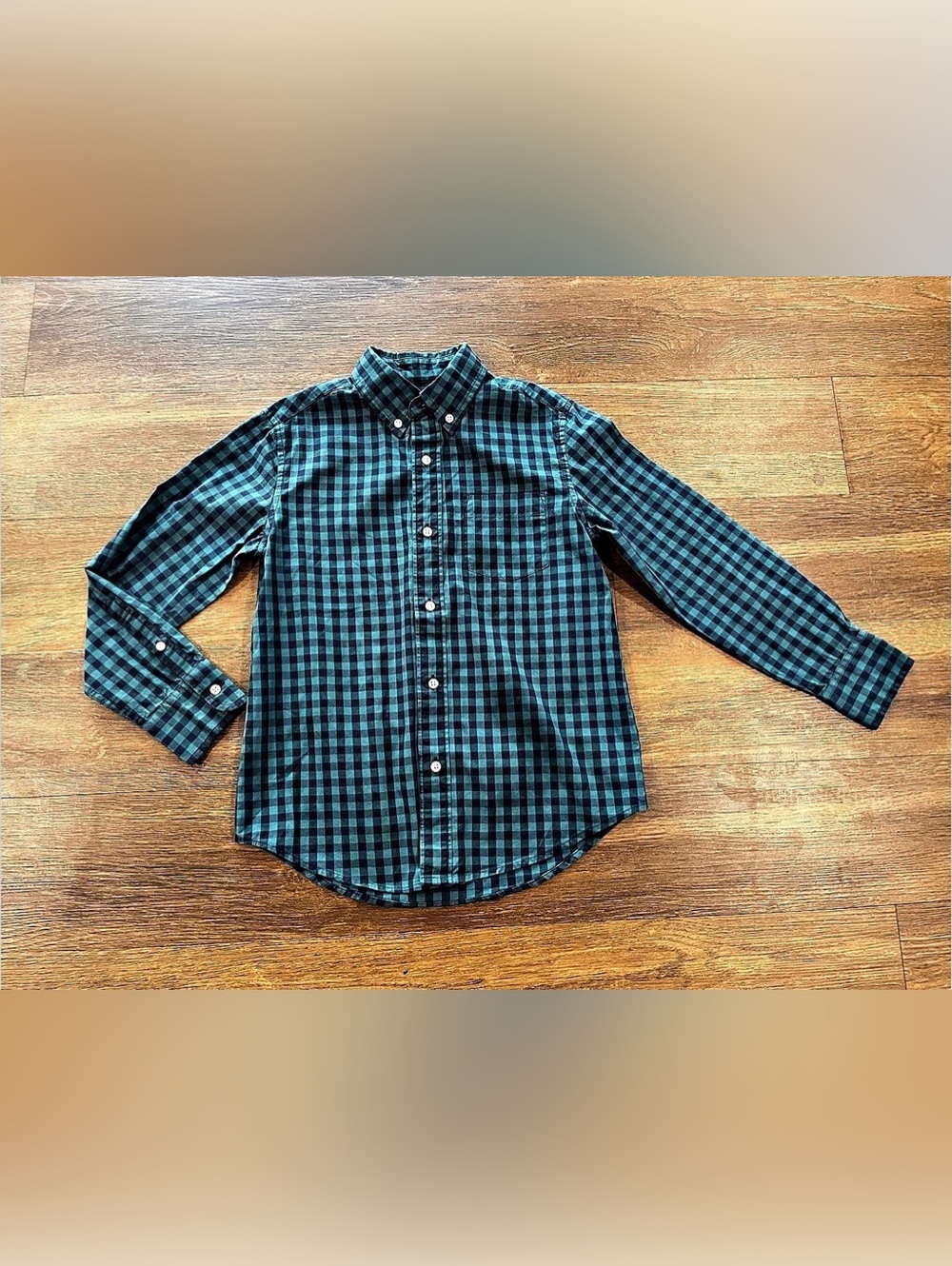Crewcuts Boys Checkered Button Down in Green and Navy Shirt Size 8